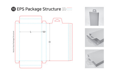 P1_10. Hanger type package structure. package Dieline. Box structure. 