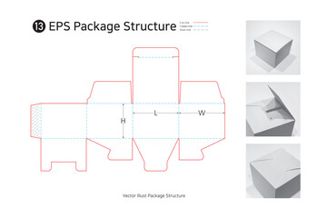 P1_13. a cross assembly package structure. package Dieline. Box structure. 