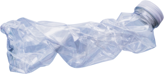 Crushed plastic bottle isolated on white background