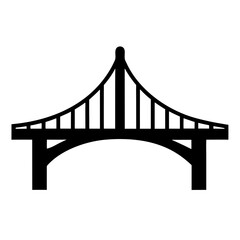 Obraz premium Stylized bridge silhouette with distinctive tower design, black on white background