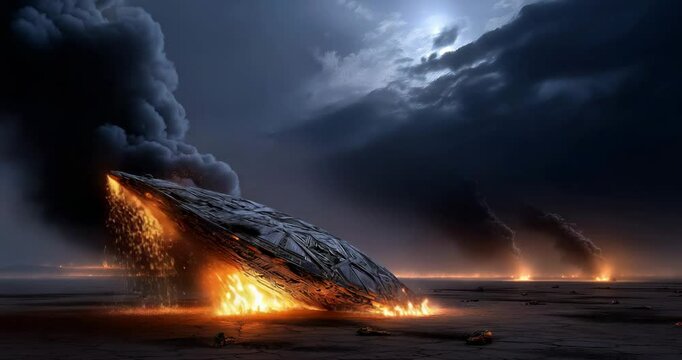 Burning Alien Craft Falls, Survivors Cheer