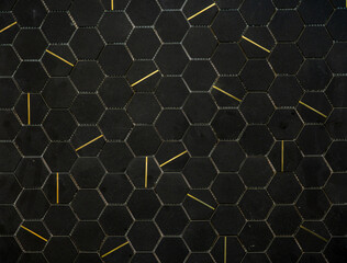 Elegant Hexagonal Tile Pattern with Gold Accents for Modern Interiors