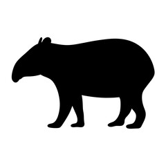 Obraz premium Silhouette of a South American Tapir Walking on a White Background