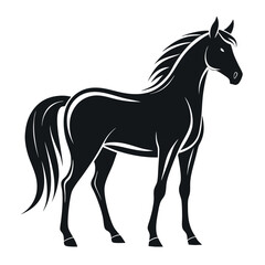 black silhouette of a horse standing gracefully