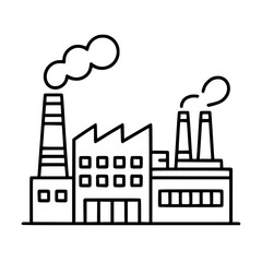Line art illustration of an industrial factory