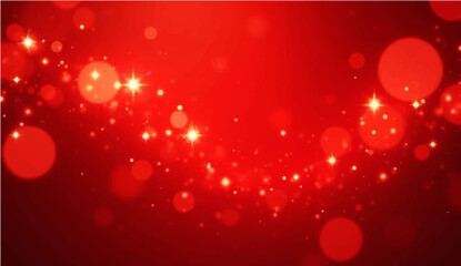 abstract Red Christmas holiday background with glowing lights hearts and stars festive winter celebration design