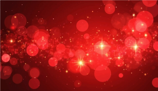 abstract Red Christmas holiday background with bright lights and sparkling stars festive decoration