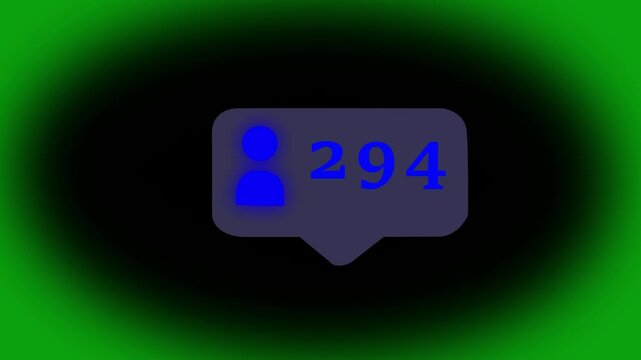 Animation of social media notification followers and friend request icon on transparent background alpha channel