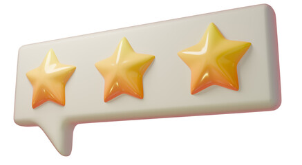Star rating in cartoon style speech bubble. 3d rendered icon illustration.