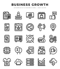 Business Growth Icons Pack. Lineal icons set. Lineal icon collection set.