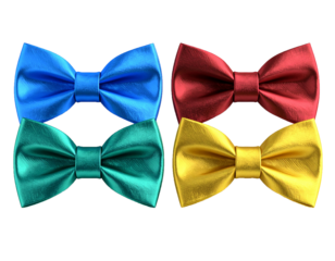 Collection of shiny formal bow ties isolated on transparent background