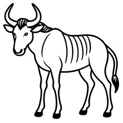 Minimalist Wildebeest Line Art Illustration