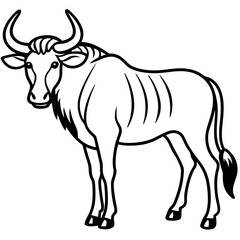 Minimalist Wildebeest Line Art Illustration
