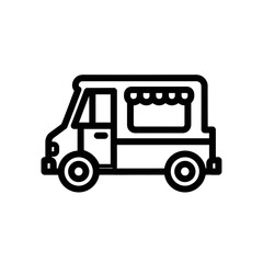 Minimalist Vector SVG Icon of Food Truck with Canopy in Flat Design Style for Web and Mobile Applications