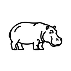 Obraz premium Vector Minimalist Line Art SVG Icon of Hippo with Simple Organic Shape in Black Modern Flat Style Suitable for Web and App Design