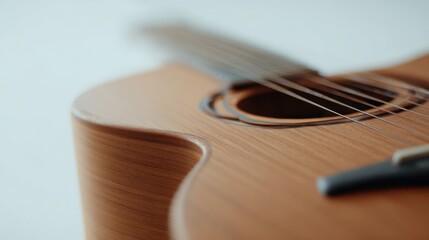 Fototapeta premium Close-up of a wooden acoustic guitar