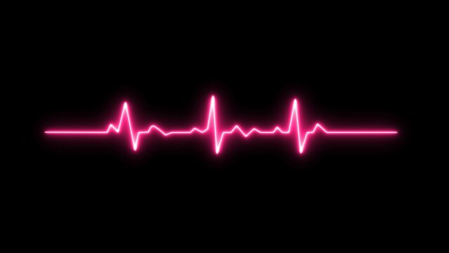 Neon heartbeat icon on black background. neon heartbeat signal and pulse rate signal icon.