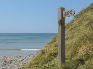 Pembrokeshire coastal path fingerpost sign, between Little Haven and Newgale, Wales