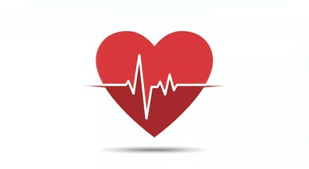 Heartbeat Health: A Vibrant Red Heart with a Dynamic ECG Line