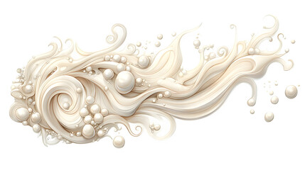 Art Nouveau inspired illustration of stylized waves and sea foam, incorporating elegant pearls and flowing lines, marine theme, isolated on Transparent background