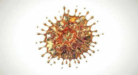 Abstract Golden Liquid Splash 3D Render Luxurious Metallic Texture Fluid Design Shiny Golden