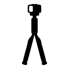 Selfie Stick Icon Design, A minimalist black icon of a selfie stick, symbolizing photography, social media, and personal moments.
