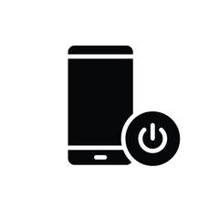 Digital Detox Smartphone Power Off Glyph Icon Solid Black Silhouette for Wellness Break Technology Shutdown UI UX Interface Symbol Vector Design