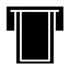 Stylized monochrome graphic of a slot or receptacle with bold lines