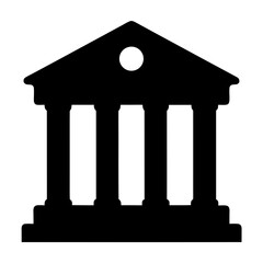 Silhouette of a classical building with columns and a pediment roof