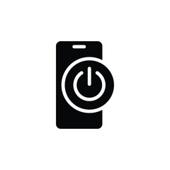 Digital Detox Power Button Glyph Icon Solid Style Black Silhouette for Smartphone Shutdown Mindfulness Offline Wellness Technology Break UI UX Symbol Vector