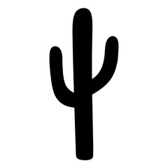 Obraz premium Silhouette of a Cartoon Saguaro Cactus Against a White Background