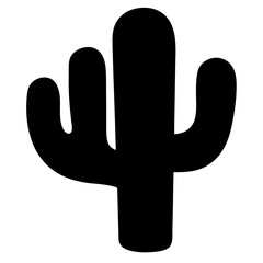 Stylized Silhouette of a Saguaro Cactus Plant Against a White Background