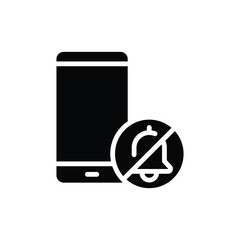 Smartphone Notification Off Glyph Icon Mobile Alert Muted Digital Detox Symbol Solid Black Silhouette for Focus Silence Privacy and Productivity