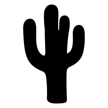 Simple Black Silhouette of a Saguro Cactus on White Background Illustration