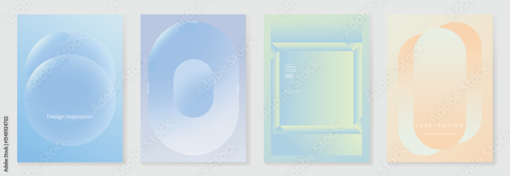 Aufkleber modern gradient liquid glass poster background vector set.cover template with vibrant perspective ge