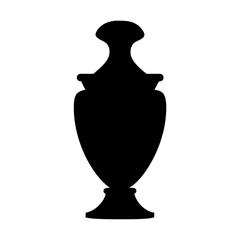 Silhouette of an ornate vase or urn with a rounded top and base