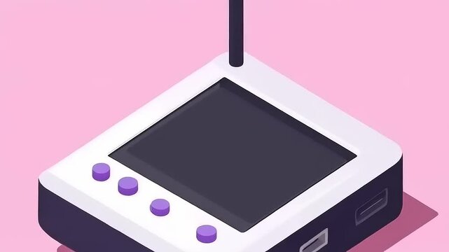 Retro-Futuristic Gadget: Isometric Illustration of a Modern Device with Antenna