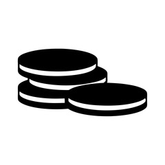 A stack of cream filled chocolate cookies in a simple black design
