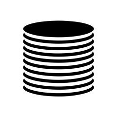 Black and White Icon Graphic Depicting a Stack of Round Elements