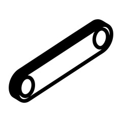 Isometric black illustration of a conveyor belt with rollers on a white background