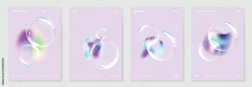 Aufkleber modern gradient liquid glass poster background vector set.cover template with vibrant perspective ge