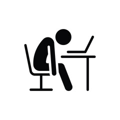 Exhausted Office Worker Icon Glyph Style Silhouette Burnout Fatigue at Desk Slumped Person Overwhelmed by Remote Job Mental Stress Symbol for Productivity and Health Awareness