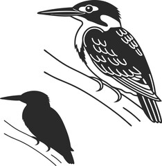 Realistic Kingfisher Silhouette Vector Illustration  
