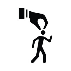 Micromanagement Escape Icon Glyph Style Employee Running Away from Controlling Boss Workplace Stress Solid Black Silhouette Symbol of Overwork and Pressure