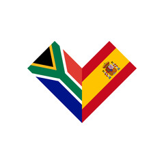 friendship concept. heart shape icon of south africa and spain flags. vector illustration isolated on white background