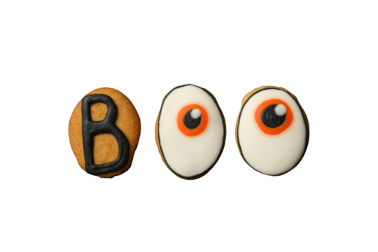 Letter and eye-shaped cookies, isolated on white, PNG