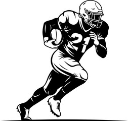 Silhouette of a football player in dynamic motion.