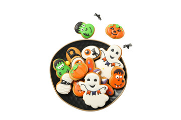 Ghost, pumpkin, and monster cookies, isolated on white, PNG