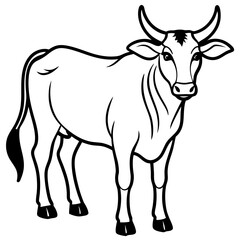 Fototapeta premium Minimalist Zebu Line Art Illustration