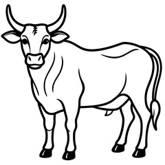 Minimalist Zebu Line Art Illustration